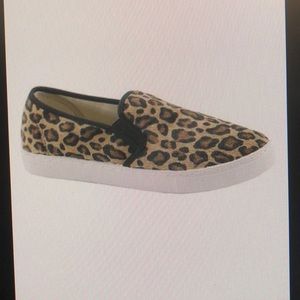 Calf hair leopard print slip on sneakers